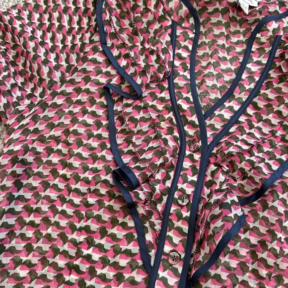 Odille sheer puff sleeve button down blouse - Picture 4 of 7